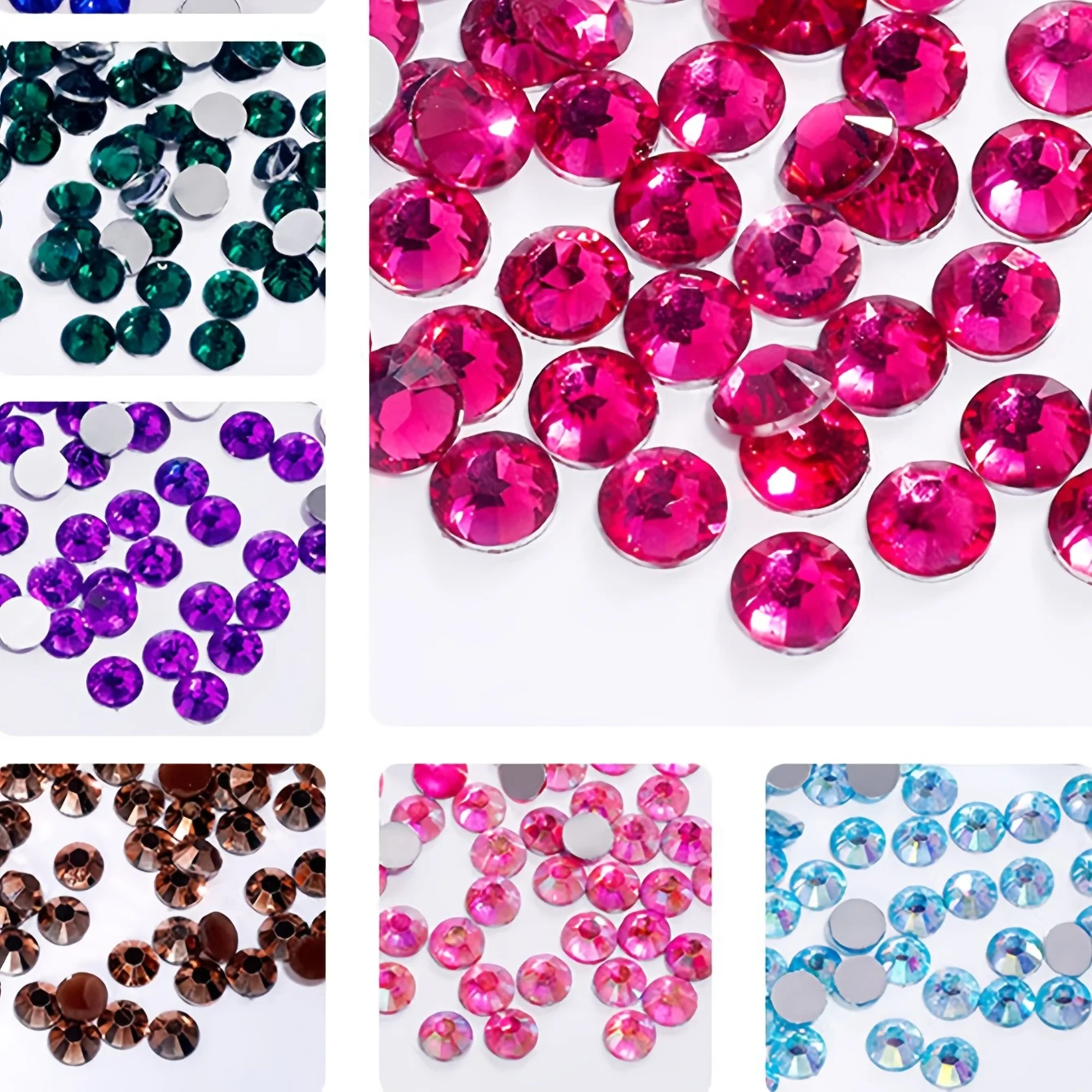 24 Grids Mixed Color Flatback Nail Rhinestones Multi Size Crystal Nail Gems Round Glass Nail Diamonds for DIY Manicure Nail Art Decorations Supplies