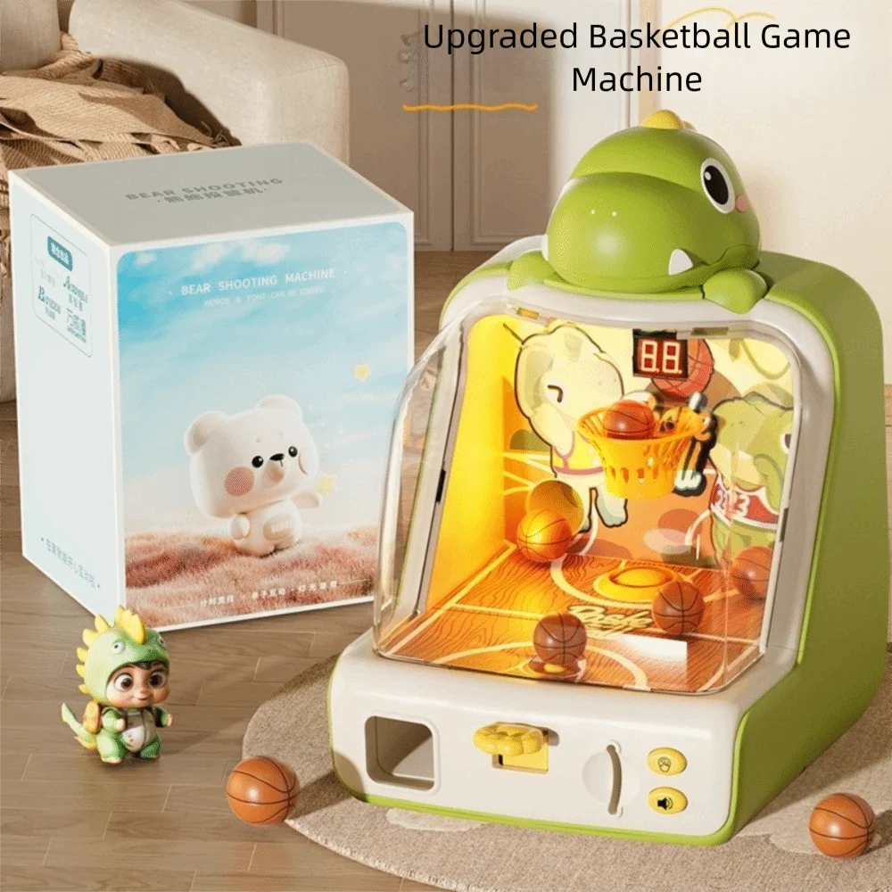 손과 눈의 협응력 향상을 위한 농구 기계, 작은 공룡 그린 코인 작동식 농구 슈팅 기계
