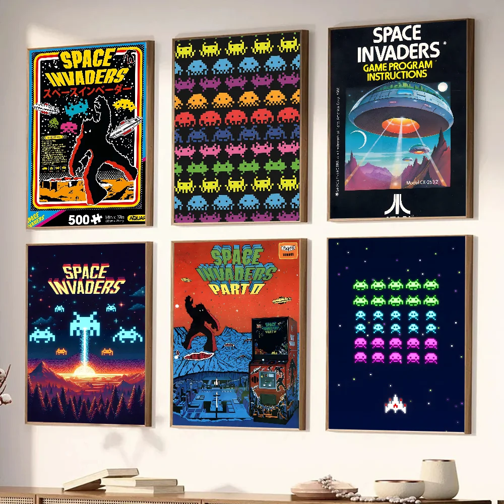 الكلاسيكية لعبة الرماية S-الفضاء الغزاة المشارك ملصق الفن طباعة بار أثاث غرفة المعيشة ديكور #5