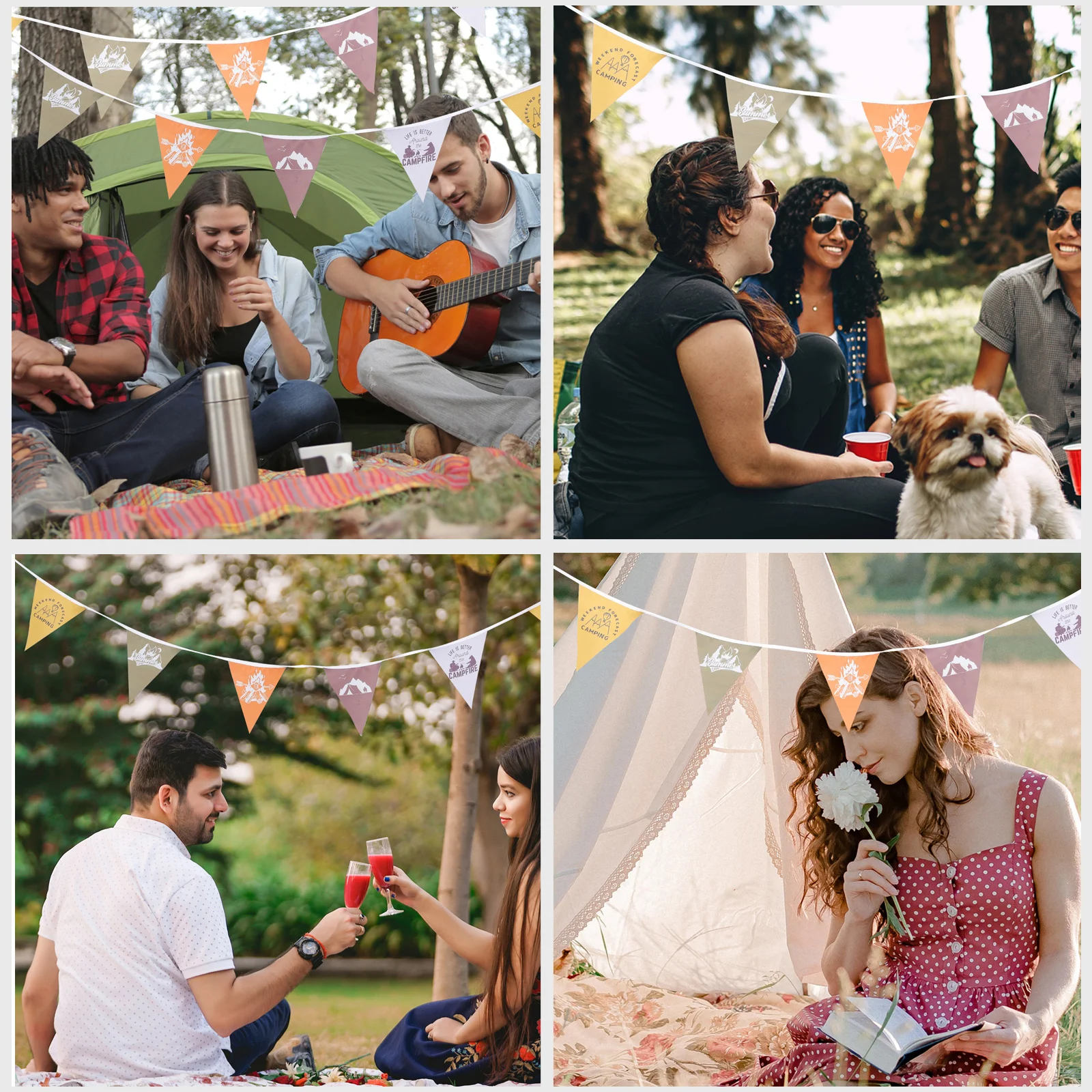 

15 Flags 6m Camping Banner Decorative Oxford Cloth Party Decor Outdoor Banner Hanging Flag Triangle Flags