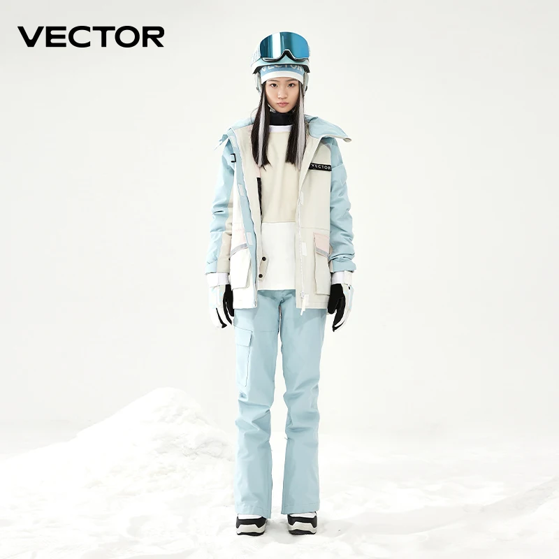 VECTOR Brand Men Women Ski Jacket Winter Warm Windproof Waterproof Ski Suit Outdoor Sports Snowboard Coat Splicing double plate