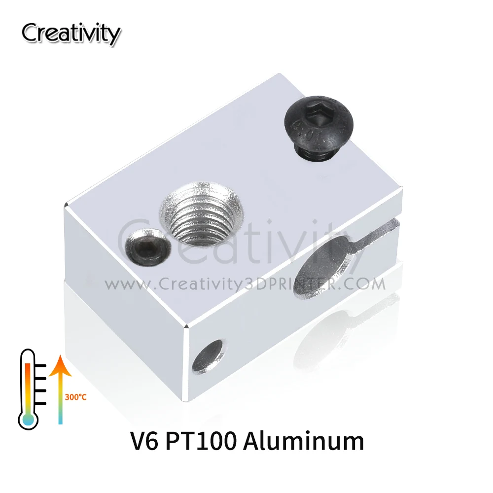 V6 PT100 Heizblock aus plattiertem Kupfer und Messing, 3D-Druckerteile, beheizter Blocksock für Upgrade E3D V6 Hotend DDB Titan Extruder – Detail 5