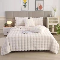 Bubble Faux Rabbit Fur Thicken Warm Throw Blanket Autumn Winter Office Nap Sofa Blanket Solid Color Soft Fluffy Plush Blankets