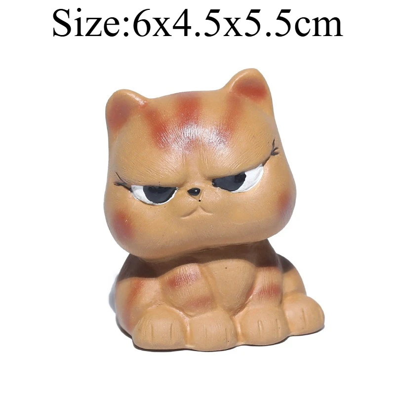 Handmade Purple Clay Lucky Cat Tea Pet Figurine, Sassy Orange Cat Ceramic Tea Play, Raiseable Decorative Craft Ornament Present