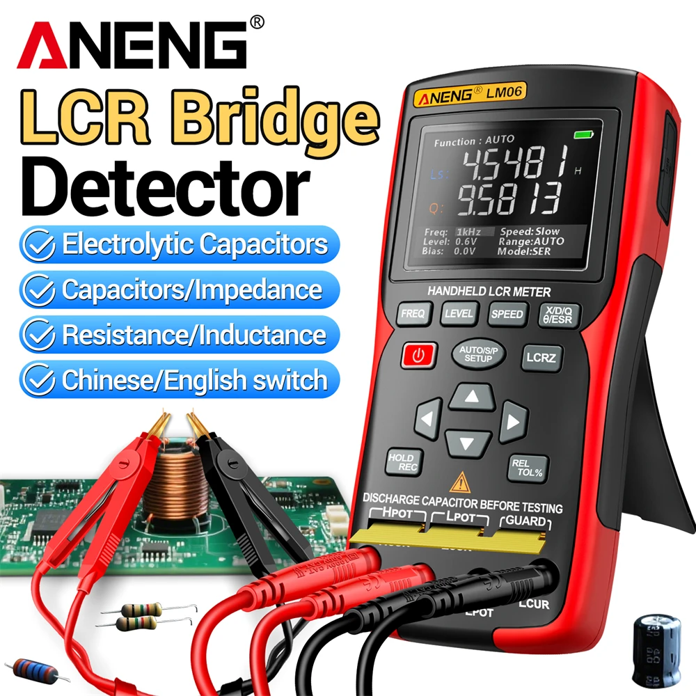 ANENG Handheld Digital Bridge LCR Tester LM06 Smart Tweezer High Precision Capacitor Resistance Inductance Multifunctional Tools