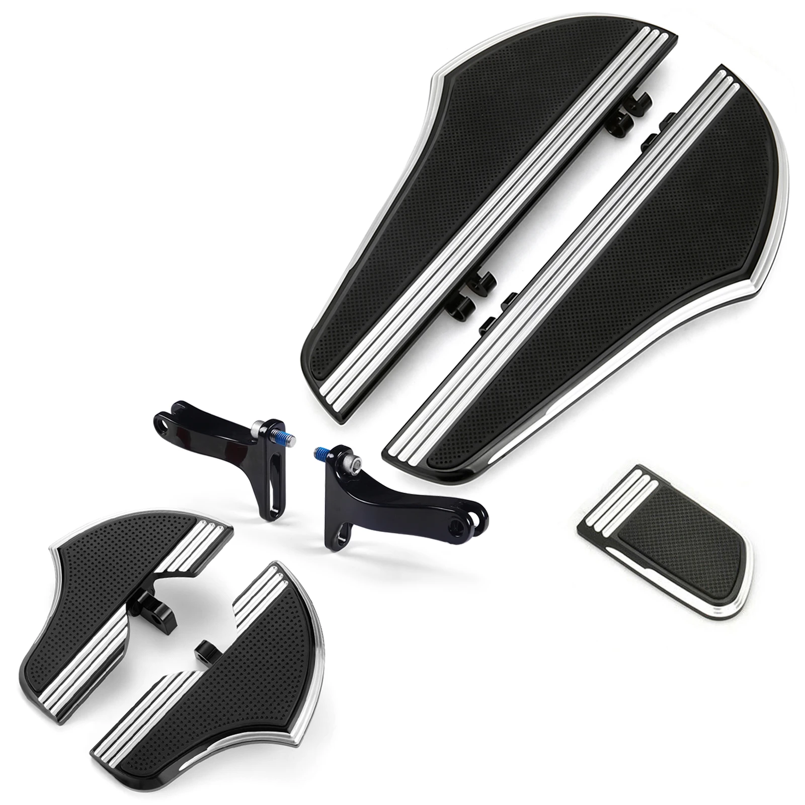 

STLF Defiance Driver Passenger Floorboards Kits for Touring Footboards CVO Road Glide Custom Brake Pedal Covers 1980-up