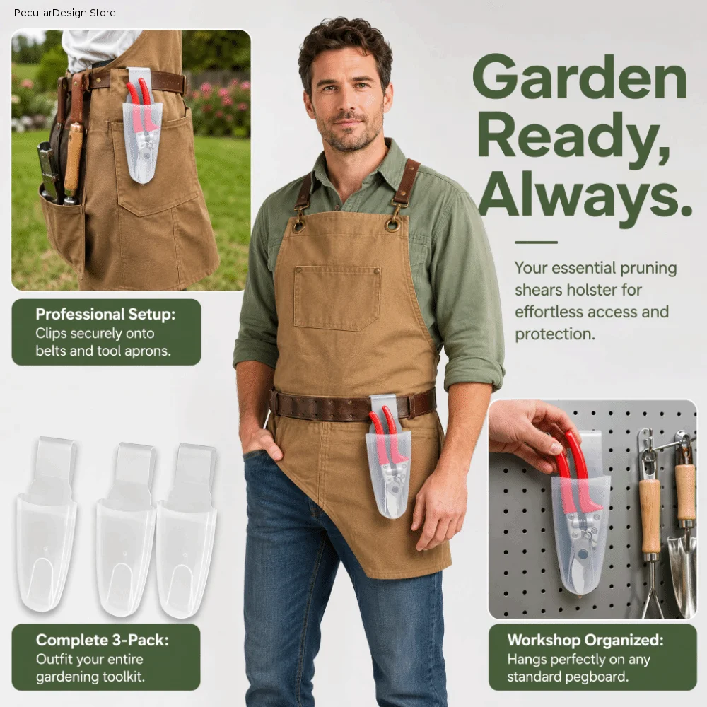 3Pcs Waist-Mounted Pruning Shears Belt Bag Durable Transparent Frosted Pruning Shears Organizer Portable Reusable