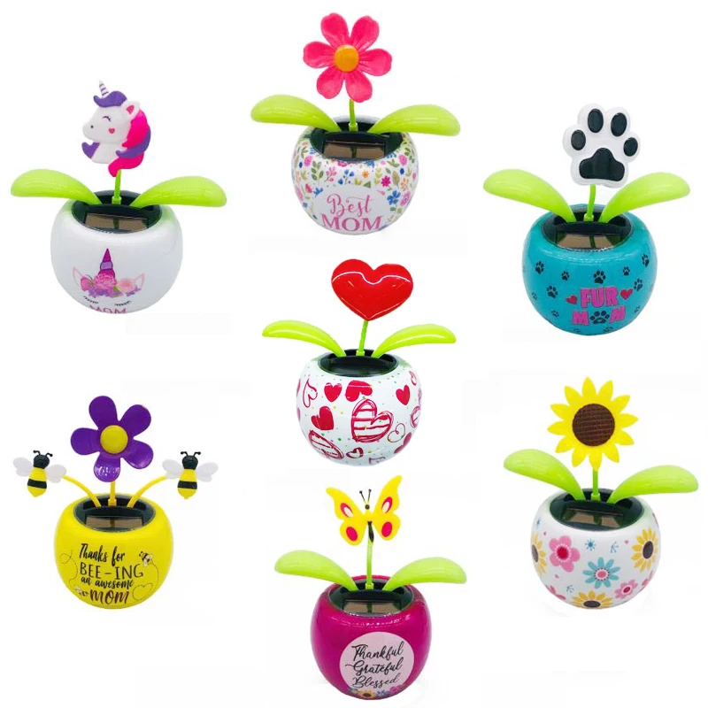 Funny Solar Powered  Swinging Bee Dancing Toys Dancing Flower Toys Car Dashboard Ornaments Car Home Decoration Kids Toys