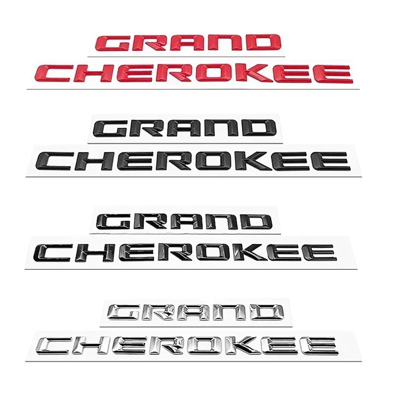 3D ABS Chrome Black Logo Grand Cherokee Emblem Letters Nameplate Car Door Badge Decal For Jeep Grand Cherokee Sticker Accessoies