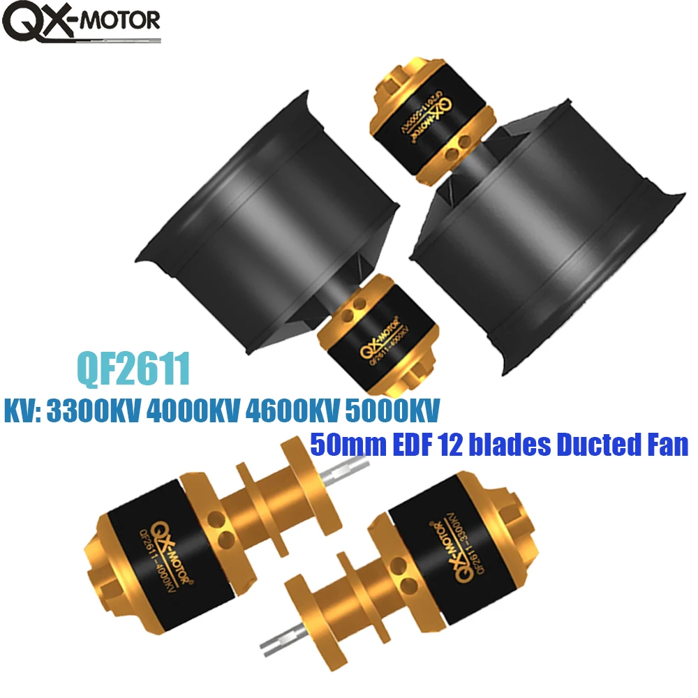 QX-MOTOR 50mm EDF 12 blades Ducted Fan QF2611 3300/4000/4600/5000KV Brushless Motor For RC Helicopter Quadcopter Multiaxis Drone