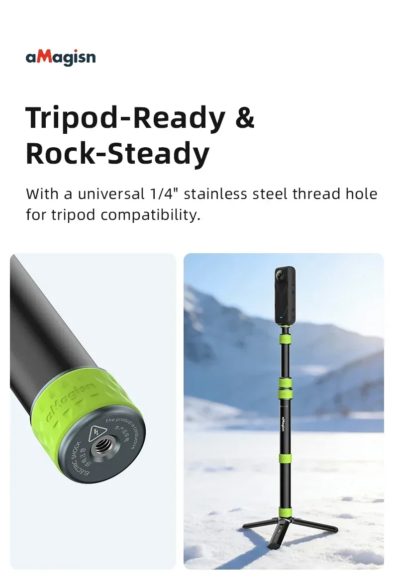 aMagisn 1,5 m (59,0 Zoll) / 1,1 m (43,3 Zoll) Motorrad-Selfie-Stick für GoPro DJI Insta360, 1/4 Zoll unsichtbare Teleskopstange – Detail 19