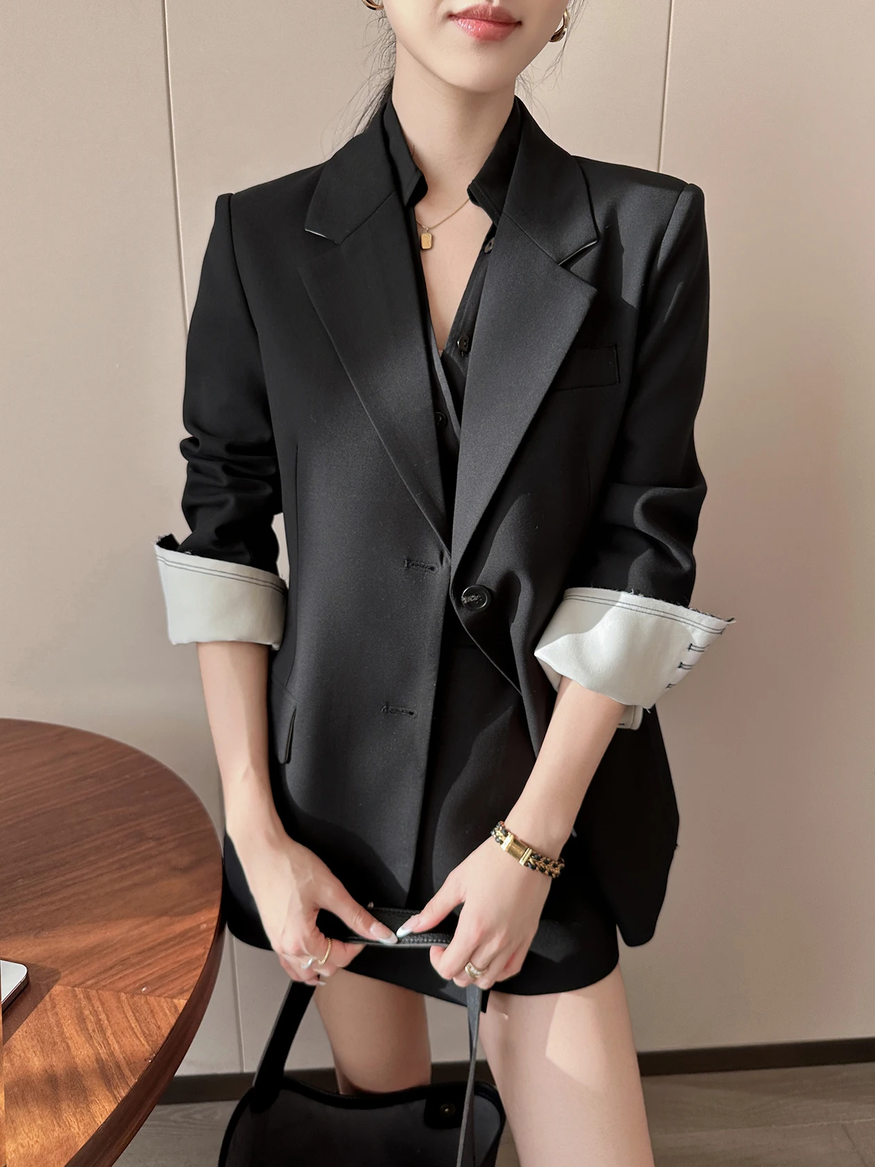 

Loose Fit Color Blo Lapel Women's Suit Casual Versatile Faionable Spring 2026 New Sle Straight Tube ape Office Wear