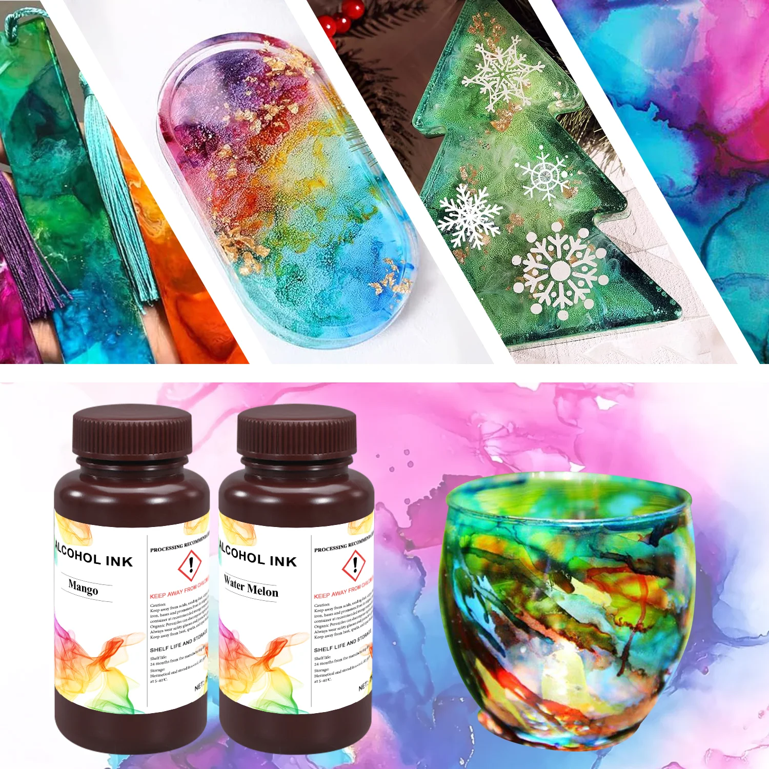 250/500/1000gConcentrated Alcohol Ink Set Vibrant Colors Alcohol-Based Resin Ink for Epoxy Resin Alcohol Paint Dye for Resin Art