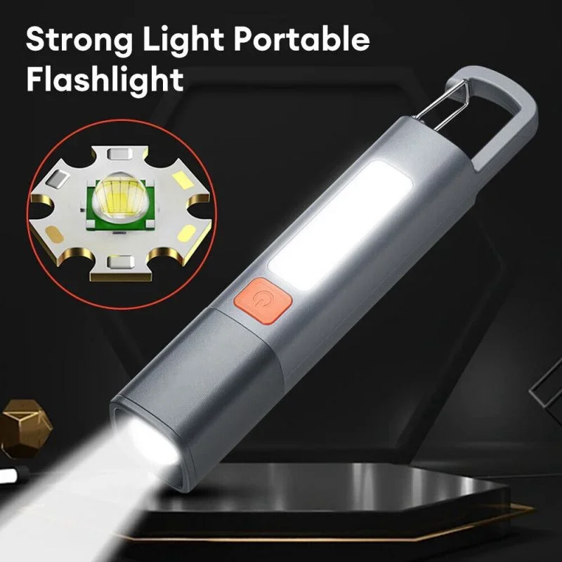 Outdoor Mini Flashlight Lamp High Brightness Long-range COB Large Zoom Floodlights Lantern Lock Buckle Design Variable Focus Tor