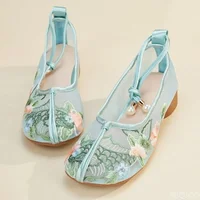 Summer New Ethnic Style Shoes Lace-up Mesh Thin Casual Flats Breathable Shallow Mouth Shoes Soft Soled Comfort Embroidered Shoe - Image 5