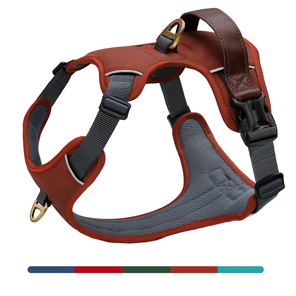 Vintage-Hundegeschirr, langlebiges PU-Leder, Hundegeschirre, atmungsaktive Haustierweste mit Kontrollgriff, Retro für kleine, mittelgroße und große Hunde – Detail 9