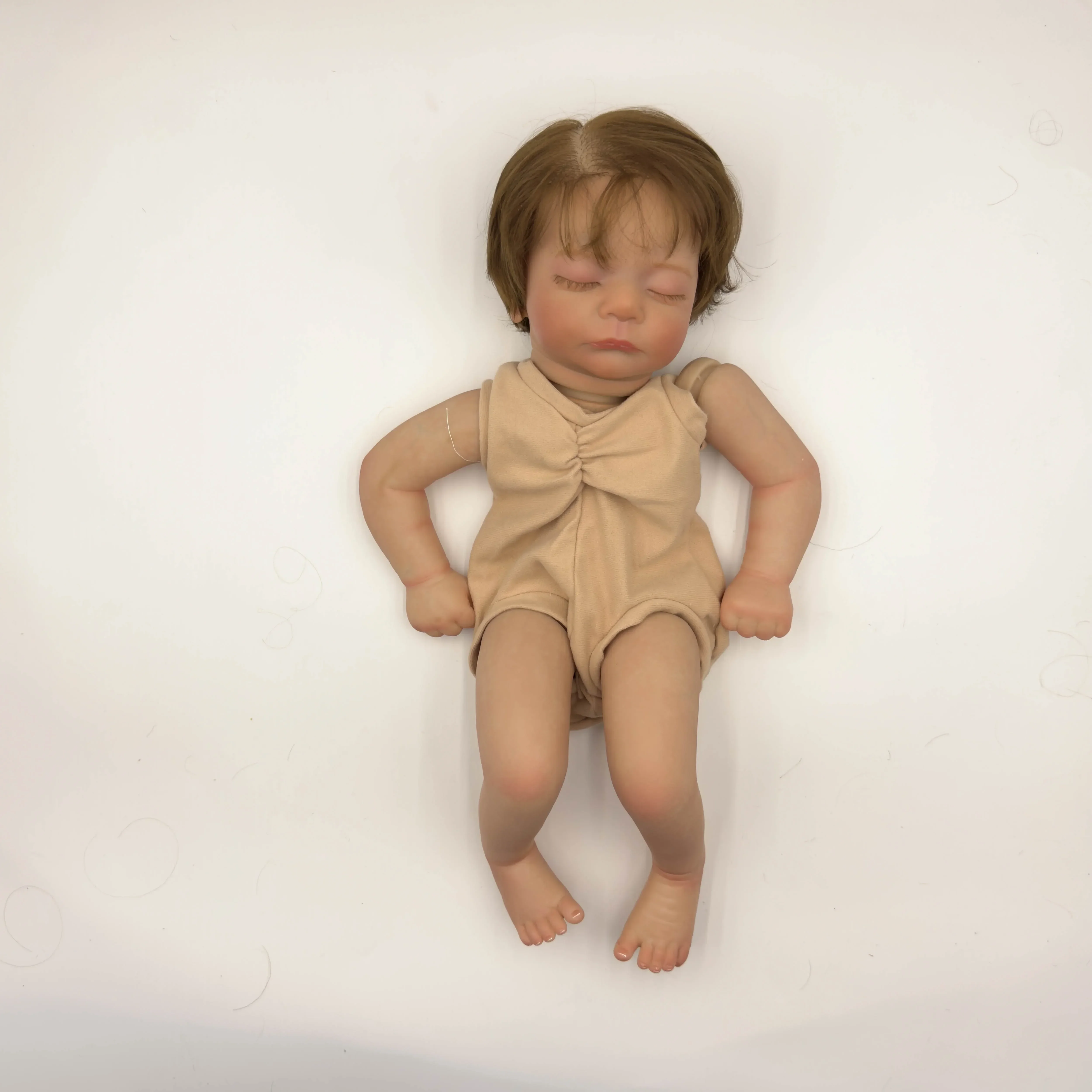 NPK 19inch Reborn Dolls Kit Kai Painted Doll Kit Unfinished Doll Parts with Hand Rooted Hair Lifelike Doll