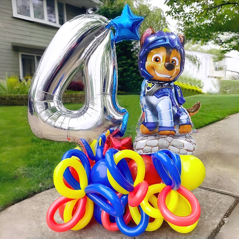 Balão Metalizado Patrulha Canina Chase Skye Resgate, Presente de Cão de Desenho Animado para Bebê, Decoração de Festa de Aniversário Infantil com Número Digital, Suprimentos e Brinquedos