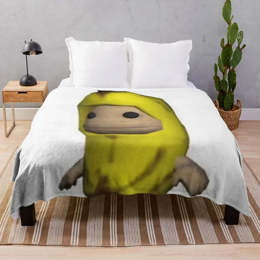 

Banana Sackboy Throw Blanket Beautifuls Blankets For Sofas Soft Plush Plaid Furry Blankets