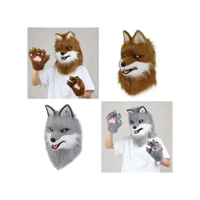 

Animal Wolf Furry Mask Cosplay Costume Accessories Full Head Therian Masks Anime Dress Up Party Cosplay Props Halloween gift