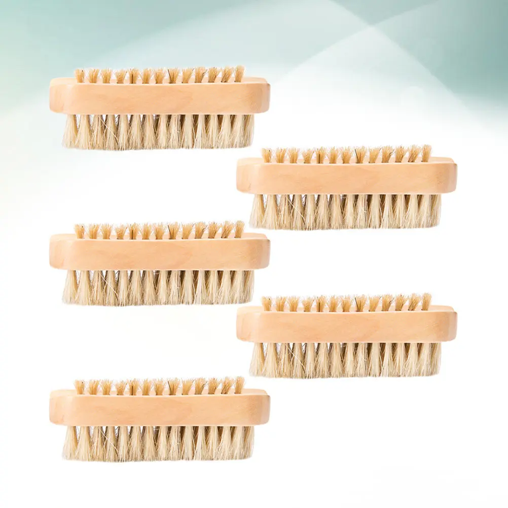 

Набор из 5 премиальных щеток для ногтей из лотосового дерева с щетиной кабана для нежного отшелушивания, мытья рук, удаления грязи с ногтей, сияющей кожи и очищения дерева