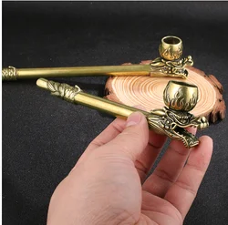 Chinese brass faucet pot rod pure copper brass old filter type pot pot bronze ornaments artifact