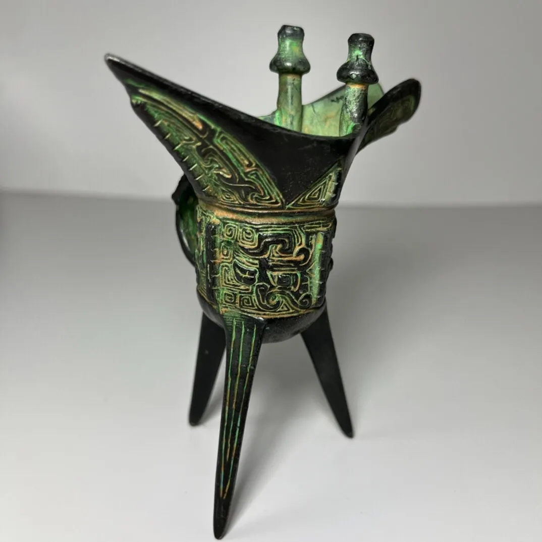 A bronze goblet, an old imperial wine cup from China