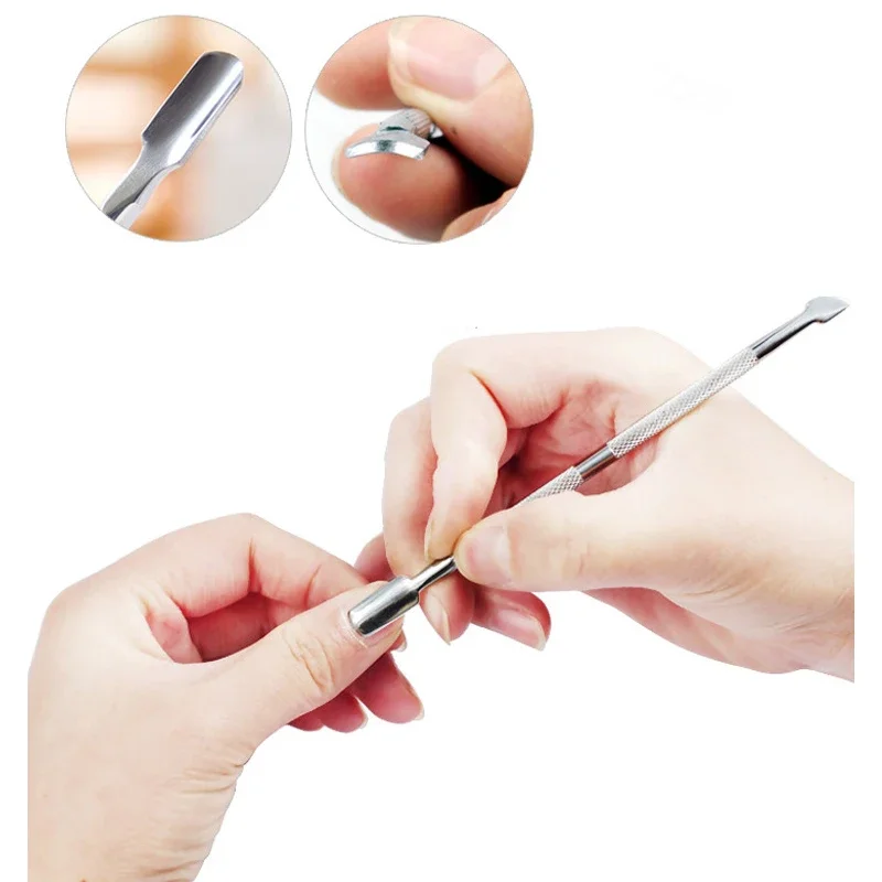 5PCS Pedicure Manicure Nail Art Cleaner Care Tool Double-ended Dead Skin Remover 2-Ways Stainless Steel Cuticle Pusher