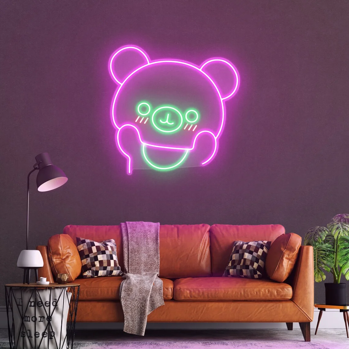 Cute Bear Neon Sign Handcrafted Anime For Playful Kids Room Decor Nursery Ambiance And Toy Store Delight Neon Decor