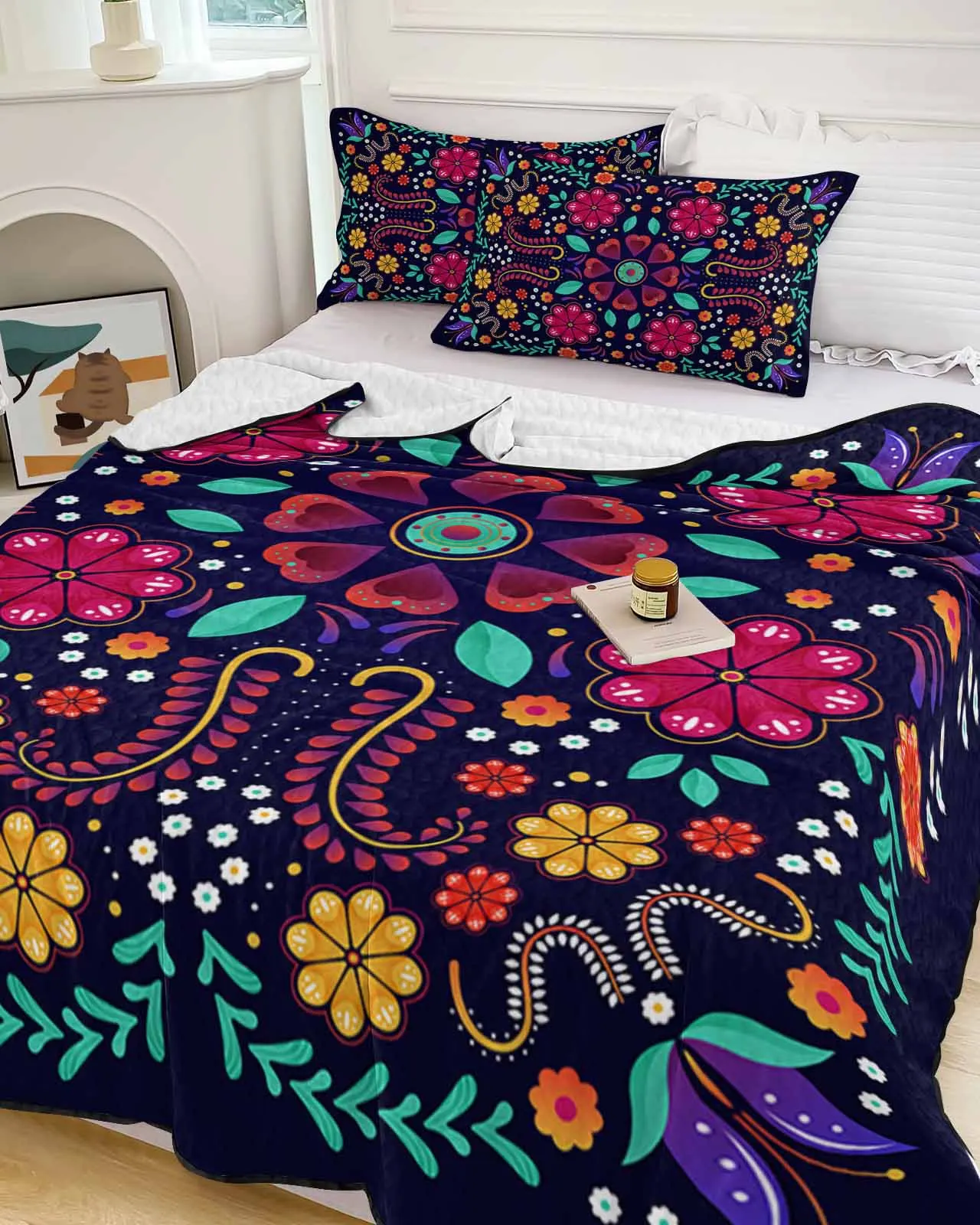

Mexico Geometric Abstract Flower Cooling Blankets Air Condition Comforter Lightweight Summer Quilt for Bed Soft Thin Quilt