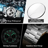 POEDAGAR Top Business Men's Watch Chronograph Date Stainless Steel Classic Man Clock Waterproof Luminous Quartz Watches For Men 4