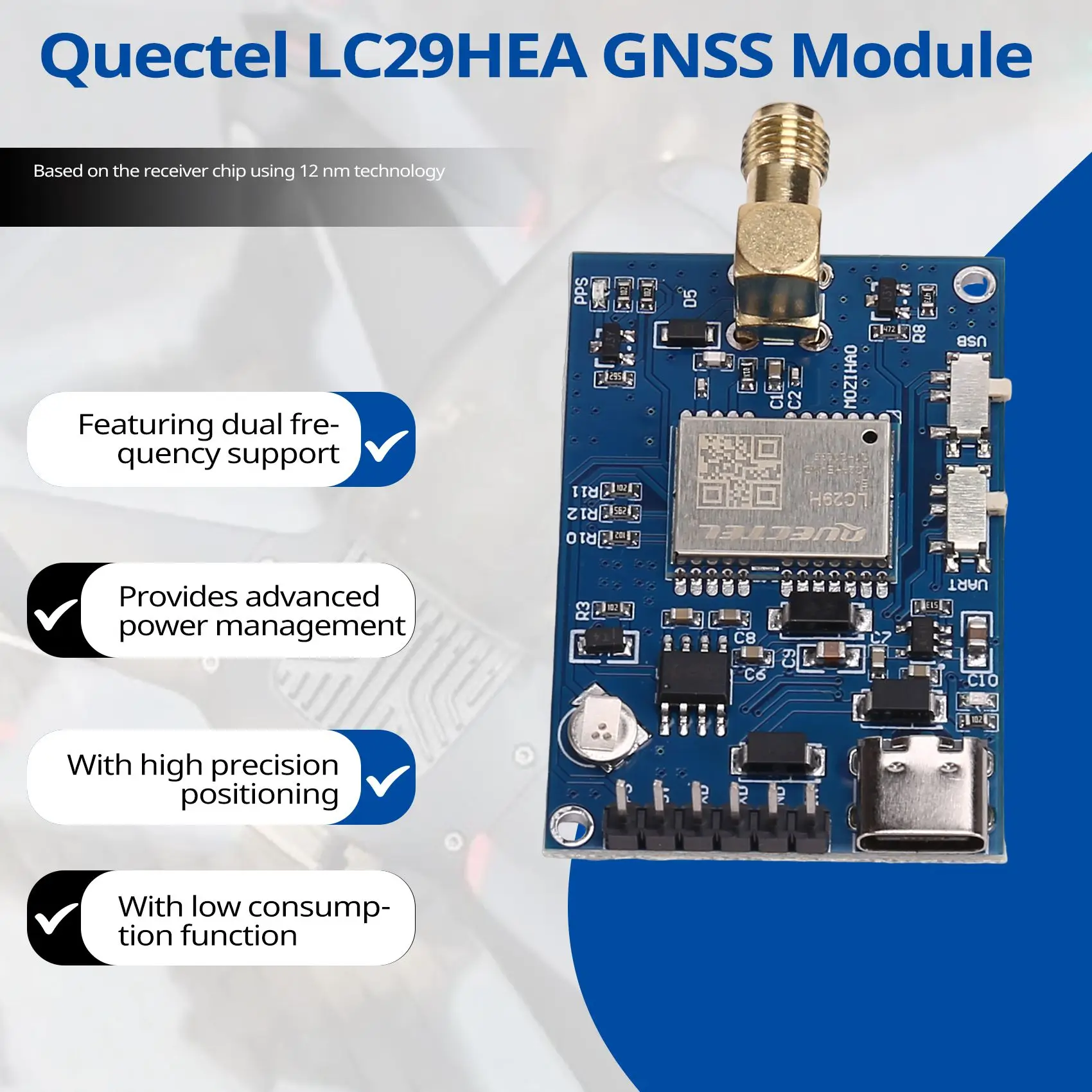 ABJU Quectel LC29HEA عالية الدقة مستوى السنتيمتر RTK وحدة 10 هرتز الطائرة بدون طيار التحكم في الطيران محطة الهاتف المحمول GNSS التفاضلية