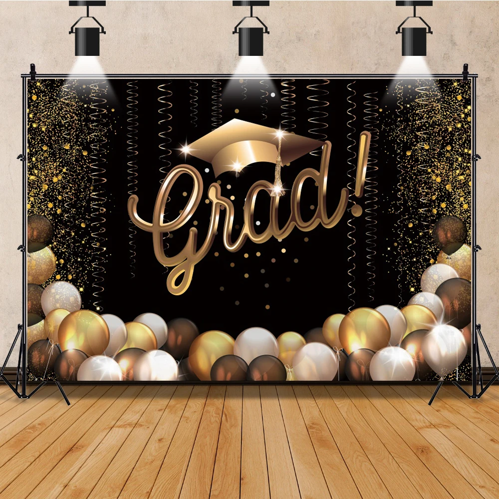 Laeacco – ballons de décoration de fête de remise de diplôme, arrière-plan pour photographie, banderole