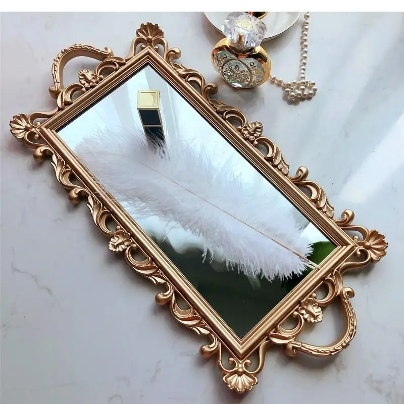 

Nordic Retro French Gold Hanging Mirror Home Decoration Wall Makeup Jewelry Storage Display Tray