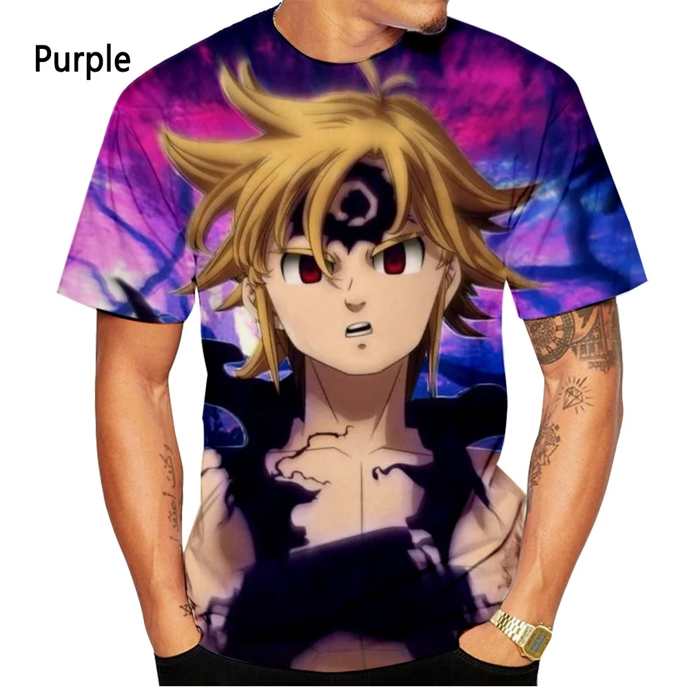 Anime Seven Deadly Sins 3d Printing T-shirt Men's and Women's Summer Fashion Casual Round Neck Short-sleeved Shirt Children Tees