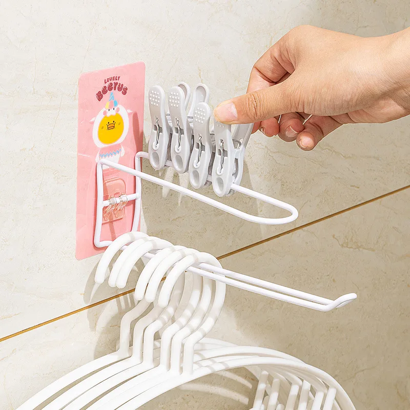 Hook Household Cartoon Hanger Storage Rack Perforation-free Wall-mounted Storage Rack Multi-functional Balcony Organizer