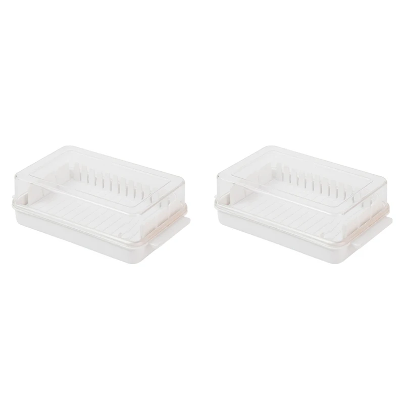 

2X Butter Cutting Storage Box Butter Dish Cutter With Lid Transparent Cheese Slicer Tray Container Household Tool 1