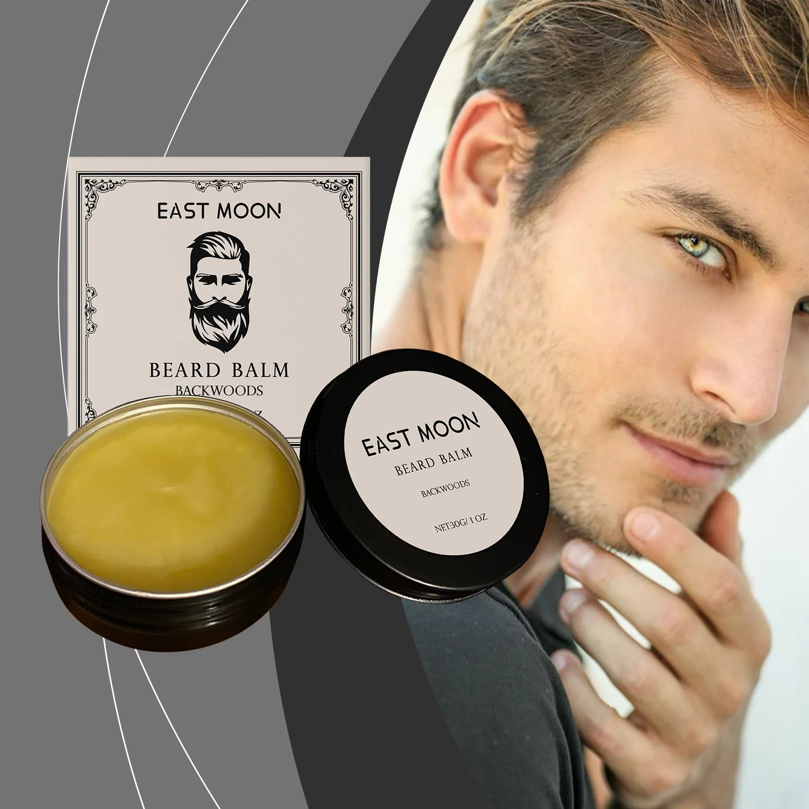 Bálsamo de barba de biotina para hombres: crecimiento de la barba con aceite de manteca de karité, aceite de semilla de jojoba, aceite de almendras dulces, hidratante y suavizante