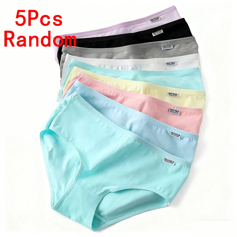 

Random 5-Piece Set Of Women's Triangle Pants Simple And Fashionable Girls' Candy Colored Underwear Solid Color Women's Underwear