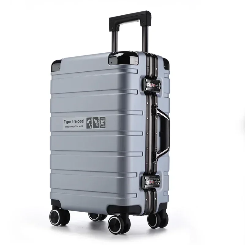 Carry-on Luggage Large Capacity Students Aluminium Frame Suitcase Durable Men and Women Mute Suitcases on Wheels