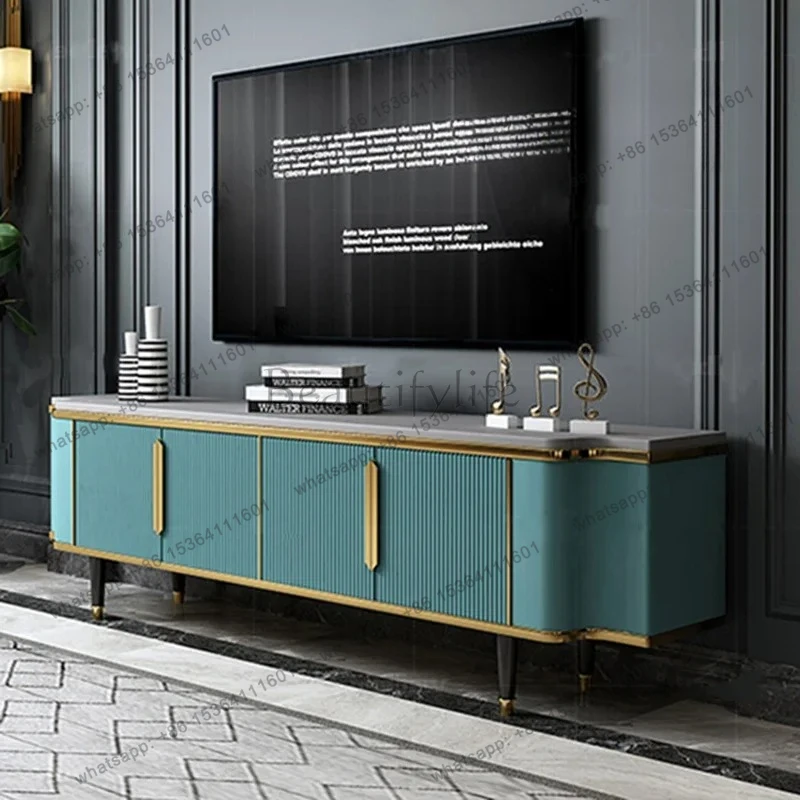 

Modern living room TV cabinet coffee table combination simple paint solid wood floor cabinet storage