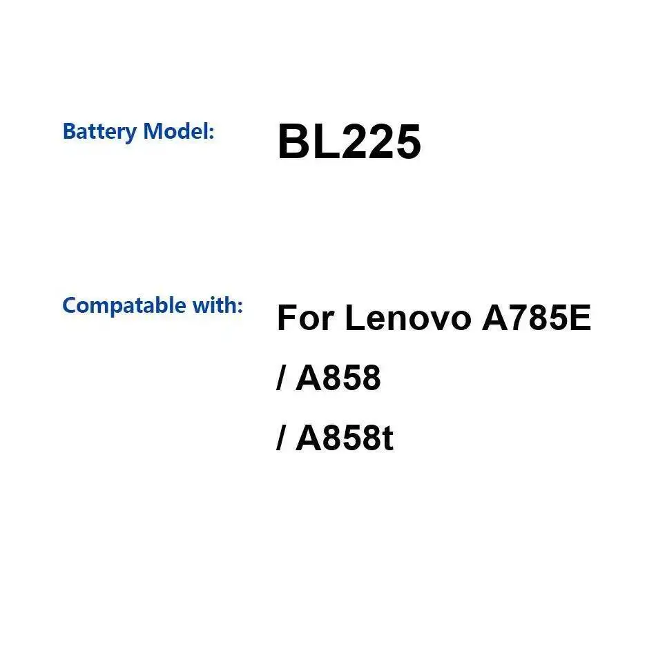 

Для Lenovo A785E A858 A858t долговечная работа 2150 мАч надежная мощность BL225 аккумулятор мобильного телефона