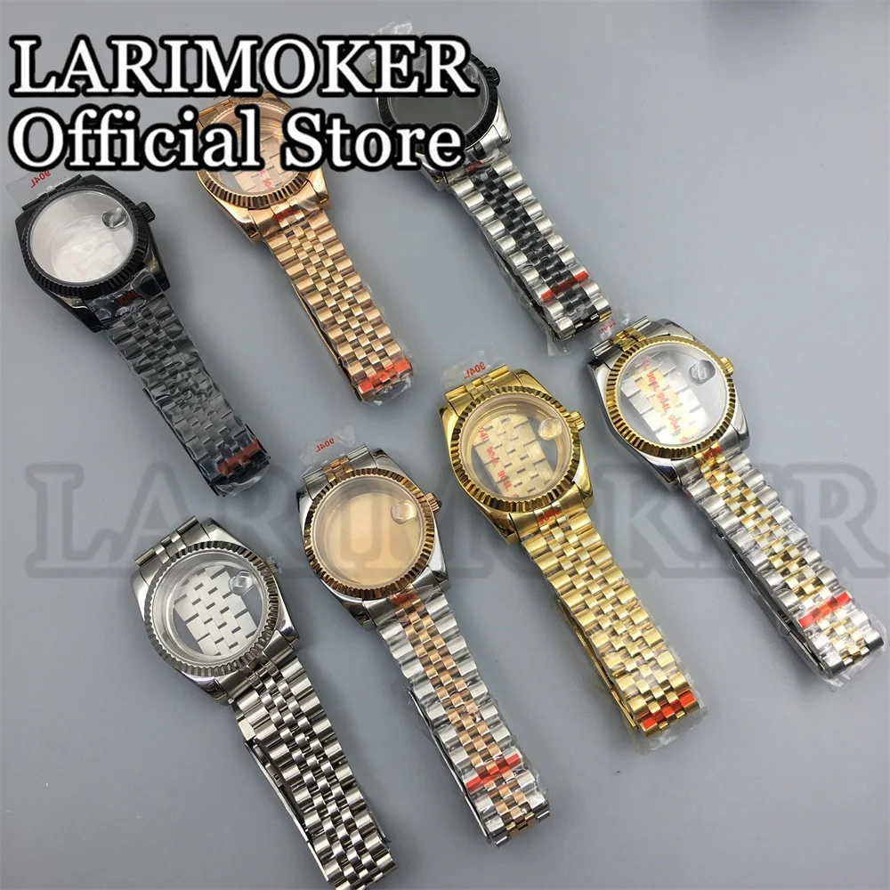 

LARIMOKER Fluted Curved 36MM/39MM Waterproof Stainless Steel Bracelet Sapphire Watch Case For NH35 NH36 ETA2824 PT5000 Movement