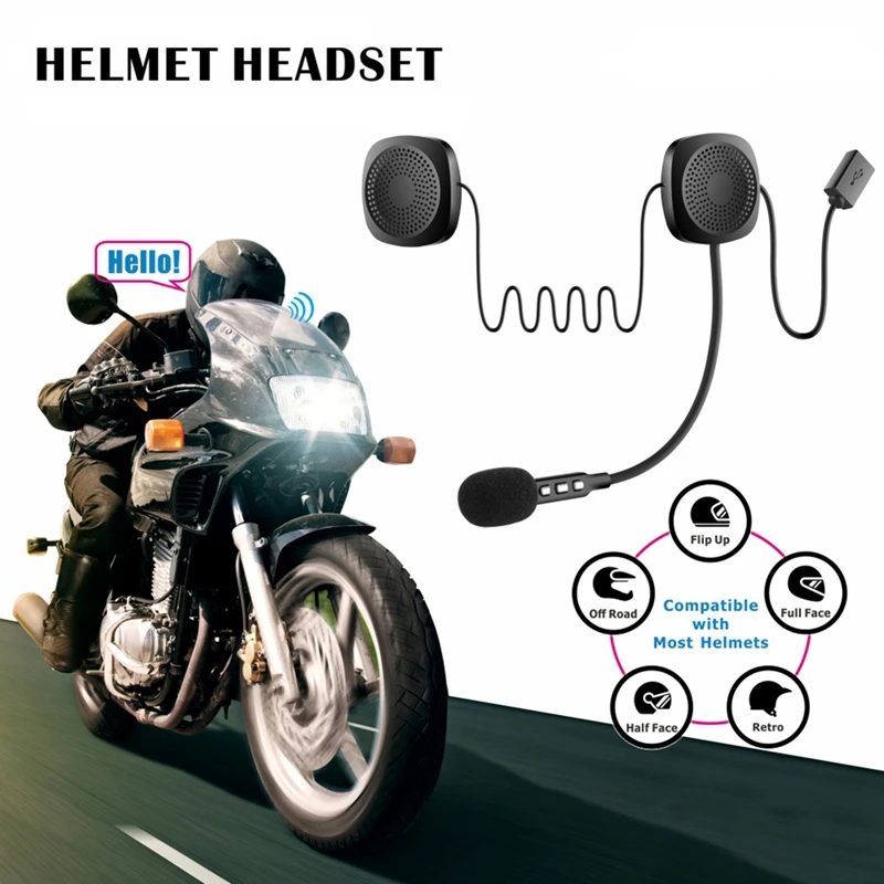 Auricular sem fio Bluetooth, Alto-falantes do capacete, Chamada mãos-livres, MP3 Music Player, Peças da motocicleta