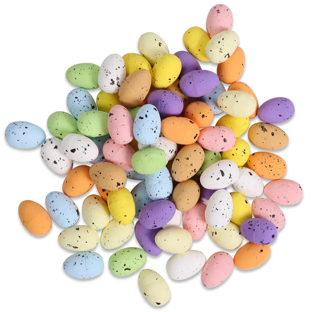 100pcs New Easter Speckled Foam Eggs Realistic Pigeon Egg DIY Garland Decoration Artificial Chicken Egg