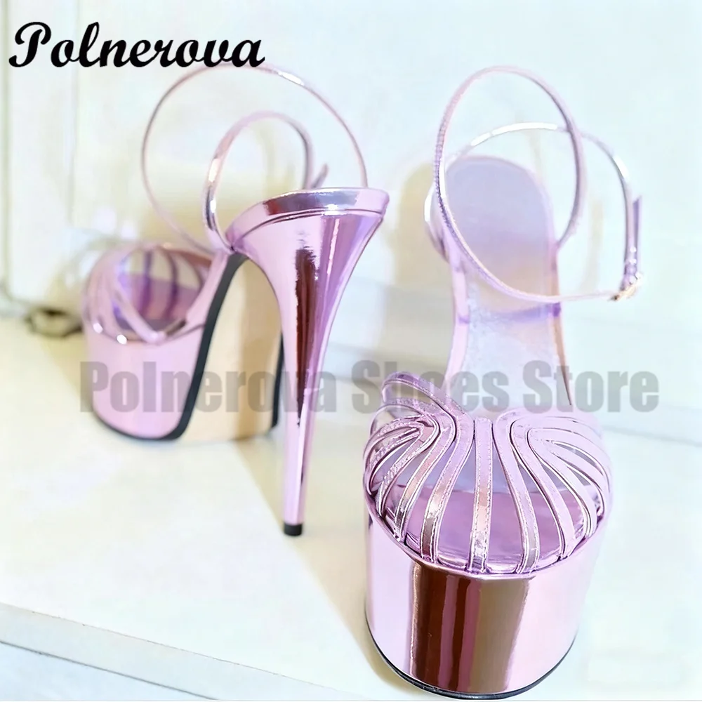 Caged Platforms Sandals Thin High Heel Hollow Out Ankle Buckle Pumps Novelty Designer Elegant Ladies Party Zapatos Para Mujere