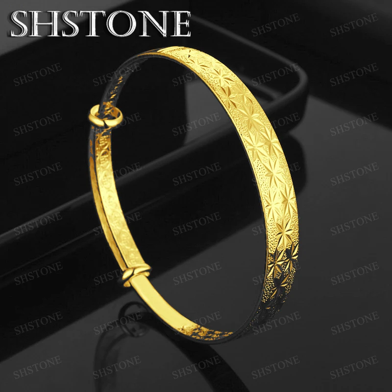 Hot 18k Gold Snowflake Flower Pattern Adjustable Bangles Women Party Fine Beautiful Fashion New Jewelry Gifts Accessories