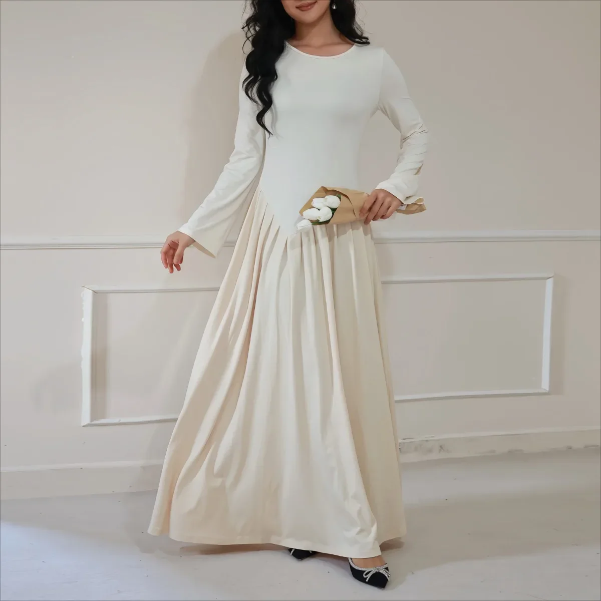 

Full Sleeve Islamic Maxi Dress Women Long Evening Dresses Muslim Party Dresses Turkey Kaftans Casual Arabian European Dress