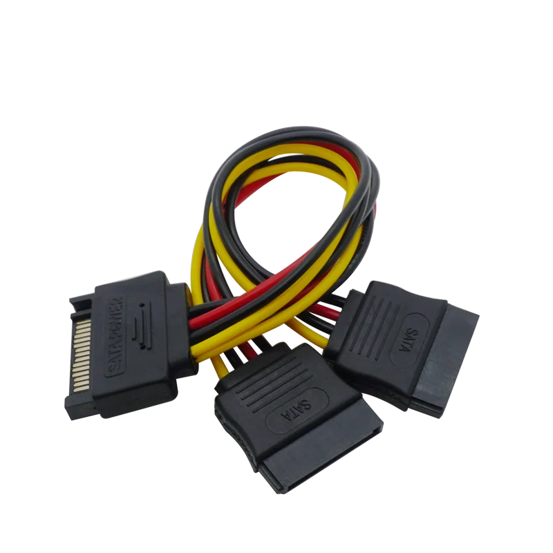 

SATA 15PIN Serial Cable One-to-two Power Conversion Cable SATA15pin Male To Two Female Extension Cable HDD Y Splitter Connector