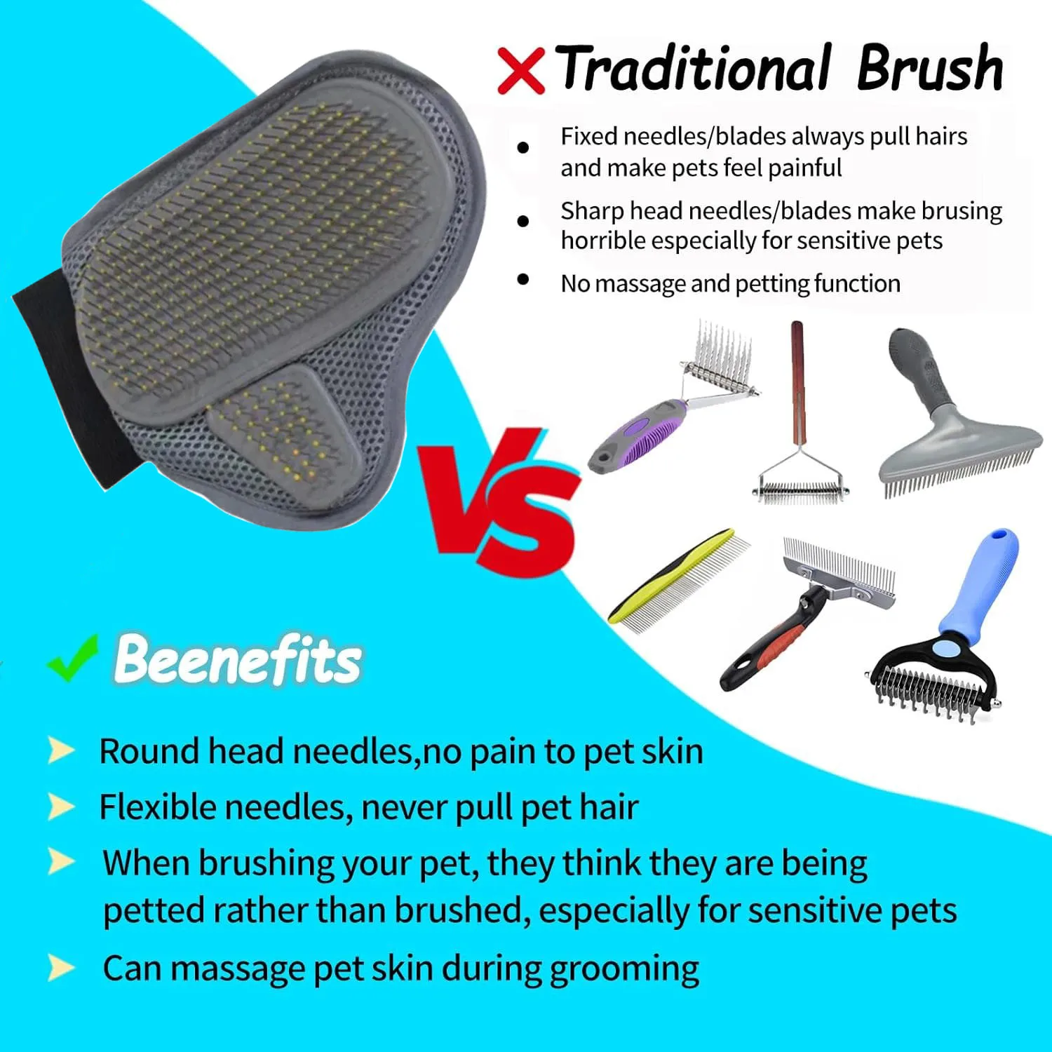 Pet Grooming Glove Hair Removal Gloves Cat Dog Fur Hair Deshedding Gentle Efficient Dog Combs Pet Bathing Massage Products - Image 3